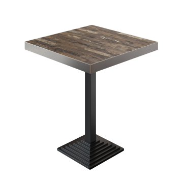 BPY | Bistro Ståbord | 80 x 80 x 114 cm | Rostfritt Stålkant | Fyrkantig | Vintage Gamla / Svart