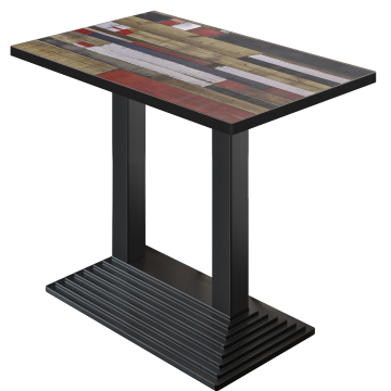 BPY | Table de bistrot | 110 x 60 x 112 cm | Bord noir | Rectangulaire | Vintage coloré / noir