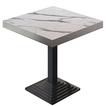 BPY | Bistro Table | 70 x 70 x 81 cm | Square | White Marble / Black