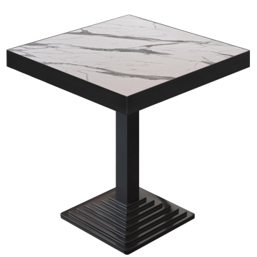 BPY | Bistro Table | 80 x 80 x 81 cm | Square | White Marble / Black