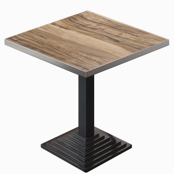 BPY | Bistro Tisch | 70 x 70 x 78,5 cm | Quadratisch | Edelstahl Rand | Sheesham / Schwarz