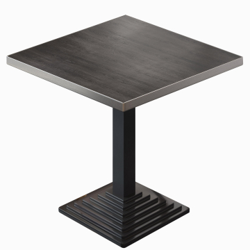 BPY | Bistro Tisch | 70 x 70 x 78,5 cm | Quadratisch | Edelstahl Rand | Wenge / Schwarz