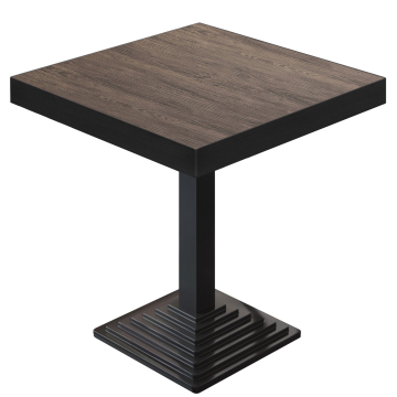BPY | Bistro Tisch | 70 x 70 x 81 cm | Quadratisch | Schwarzer Rand | Light Wenge / Schwarz