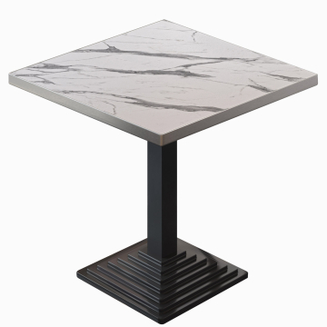 BPY | Bistrobord | 70 x 70 x 78,5 cm | Firkantet | Hvid marmor / Sort