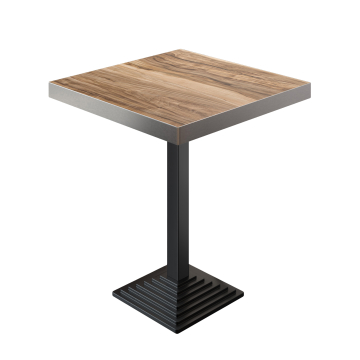 BPY | Bistropöytä | 70 x 70 x 114 cm | Ruostumaton teräsreuna | Neliömäinen | Sheesham / Musta