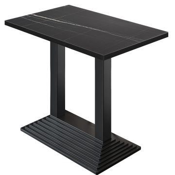 BPY | Table de bistrot | 120 x 70 x 112 cm | Bord noir | Rectangulaire | Marbre noir / Noir