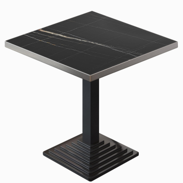 BPY | Table de bistrot | 60 x 60 x 78,5 cm | Carré | Marbre noir / Noir