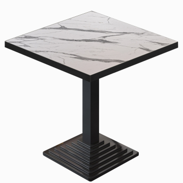 BPY | Table de bistrot | 70 x 70 x 78,5 cm | Carré | Blanc Marbre / Noir