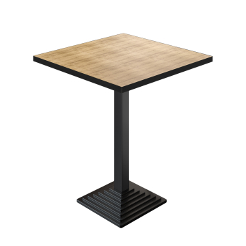 BPY | Tavolo Bistro | 80 x 80 x 112 cm | Bordo Nero | Quadrato | Rovere / Nero