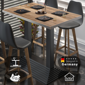 BPY | Bistro Stehtisch | 120 x 70 x 112 cm | Edelstahl Rand | Rechteckig | Sheesham / Schwarz BPY | Bistro Stehtisch | 120 x 70 x 112 cm | Edelstahl Rand | Rechteckig | Sheesham / Schwarz