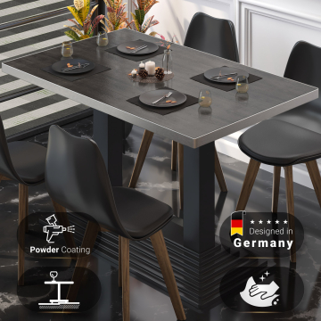 BPY | Bistro Tisch | 120 x 70 x 78,5 cm | Quadratisch | Edelstahl Rand | Wenge / Schwarz