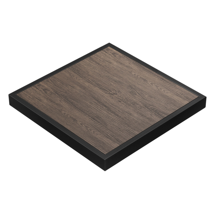 BRASIL | Cateringbordplade | B:D 60 x 60 cm | Lys wenge | Sort metalkant | Firkantet