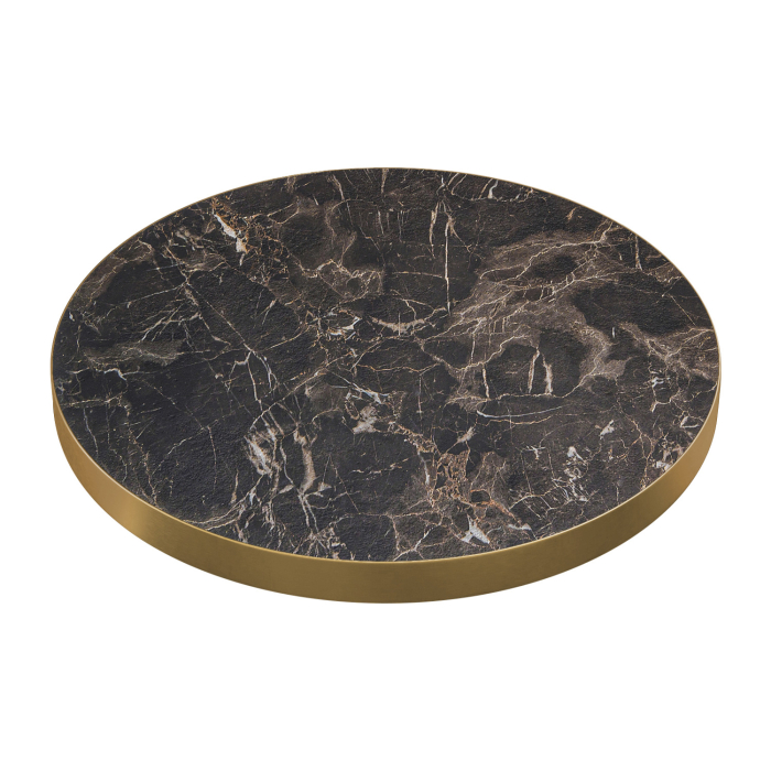 Brasil | Gastro HPL tafelblad | Ø 60 cm | Koffiemarmer | Gouden rand | Rond