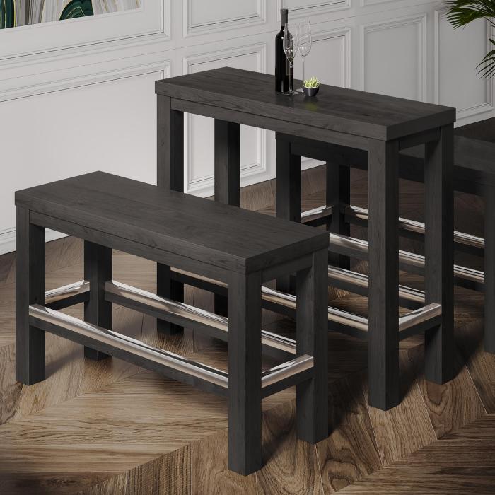 BRASIL | Restaurant høybenk | Wenge/Svart | B:D:H 34 x 120 x 76 cm BRASIL | Restaurant høybenk | Wenge/Svart | B:D:H 34 x 120 x 76 cm