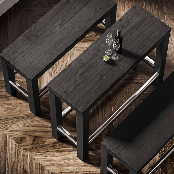 BRASIL | Restaurant høybenk | Wenge/Svart | B:D:H 34 x 120 x 76 cm BRASIL | Restaurant høybenk | Wenge/Svart | B:D:H 34 x 120 x 76 cm