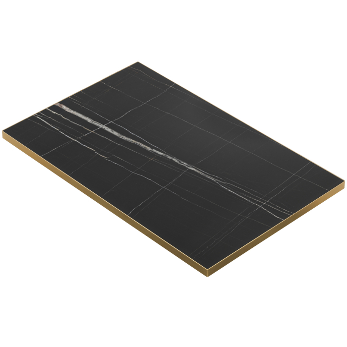 BRASIL | Gastro Tischplatte | B:T 110 x 60 x 2,5 cm | Schwarz Marmor | Quadratisch
