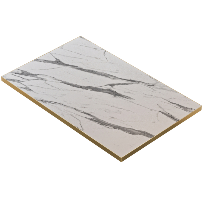 BRASIL | Gastro Tischplatte | B:T 110 x 60 x 2,5 cm | Weiß Marmor | Quadratisch