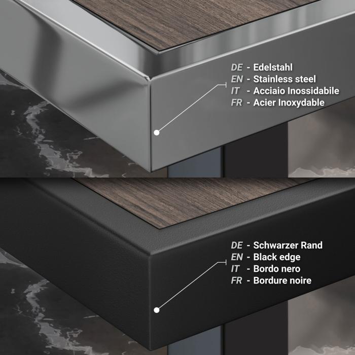 BRASIL | Gastro table top | W:D 120 x 70 cm | Light wenge | Chrome edge | Rectangular BRASIL | Gastro table top | W:D 120 x 70 cm | Light wenge | Chrome edge | Rectangular