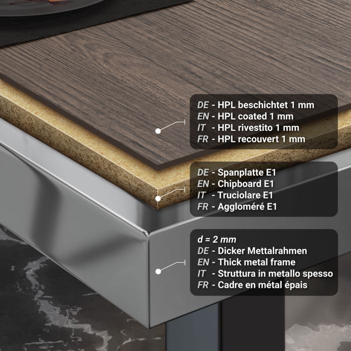 BRASIL | Gastro table top | W:D 120 x 70 cm | Light wenge | Chrome edge | Rectangular BRASIL | Gastro table top | W:D 120 x 70 cm | Light wenge | Chrome edge | Rectangular