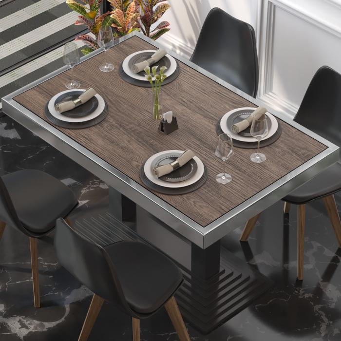 BRASIL | Gastro table top | W:D 120 x 70 cm | Light wenge | Chrome edge | Rectangular BRASIL | Gastro table top | W:D 120 x 70 cm | Light wenge | Chrome edge | Rectangular