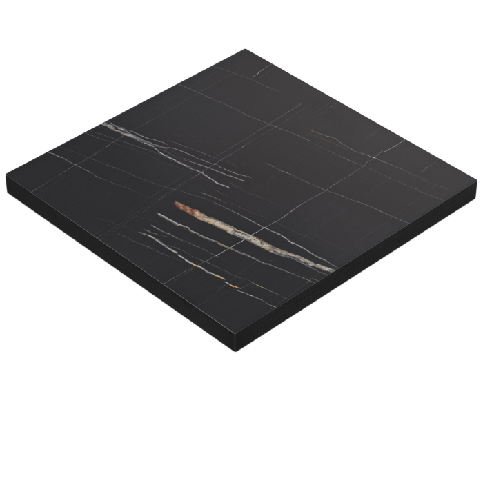 BRASIL | Bistro Tischplatte | B:T 120 x 120 cm | Schwarz Marmor | Quadratisch