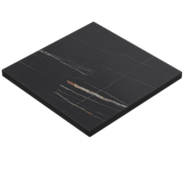 BRASIL | Bistro Tischplatte | B:T 140 x 140 cm | Schwarz Marmor | Quadratisch