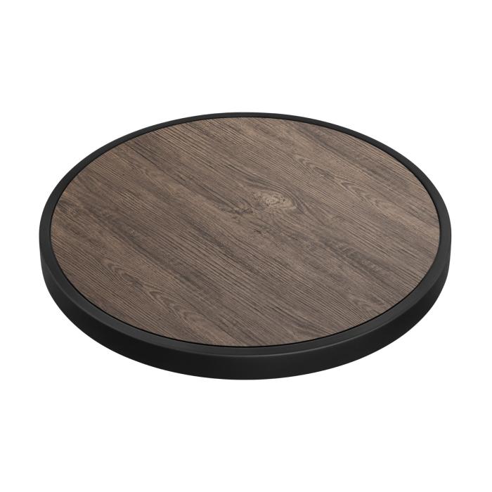 BRASIL | Gastropöytälevy | Ø 70 cm | Vaalea wenge | Musta metallireuna | Pyöreä | Pyöreä