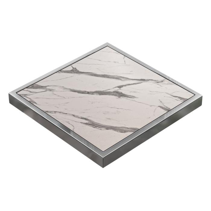 BRASIL | Gastro bordsskiva | B:D 50 x 50 cm | Vit marmor | Kromkant | Fyrkantig
