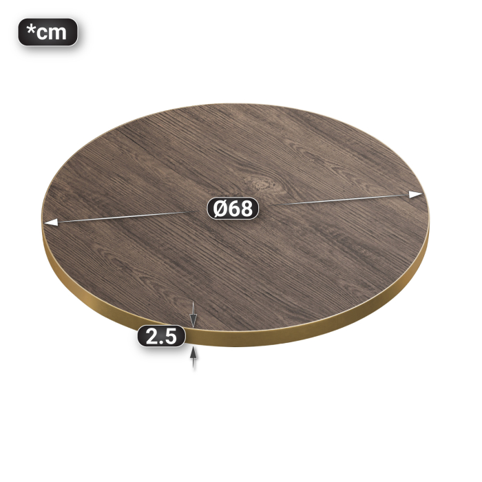 BRASILE | Piano Tavolo Gastro | Ø 70 x 2,5 cm | Wenge Chiaro | Quadrato BRASILE | Piano Tavolo Gastro | Ø 70 x 2,5 cm | Wenge Chiaro | Quadrato