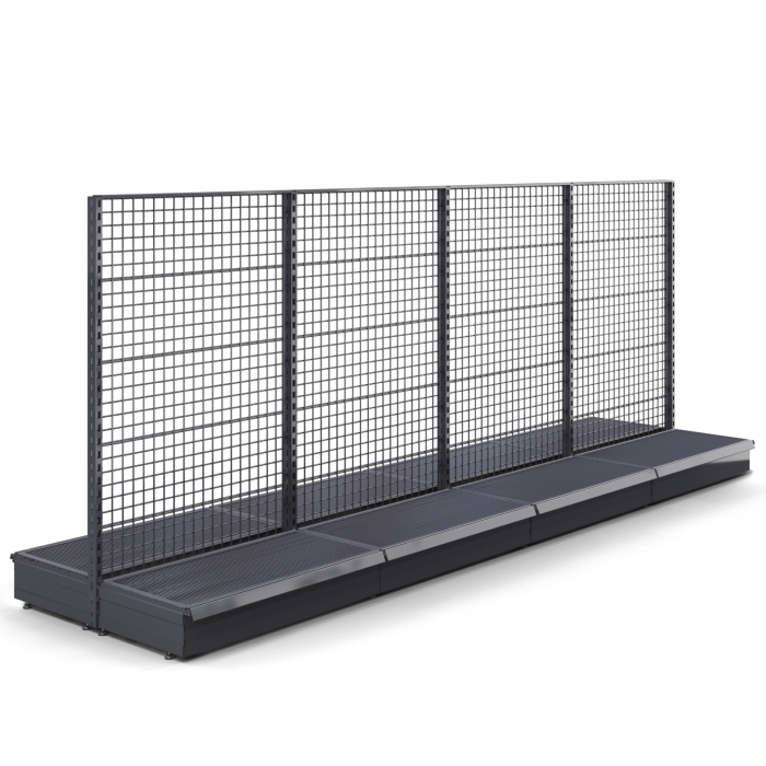 BROOKLYN | Centrumhylla med galler | B400xH165cm | Komplett uppsättning