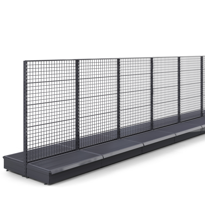 BROOKLYN | Estantería central de malla | W2000xH165cm | Juego completo