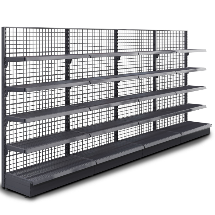 BROOKLYN | Estantería de pared enrejada | A400xA195cm | Incl. 4 estantes | Juego completo