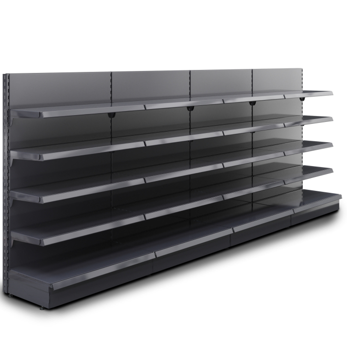 BROOKLYN | Estantería de pared Gondola | A400xA165cm | Incl. 4 estantes | Juego completo