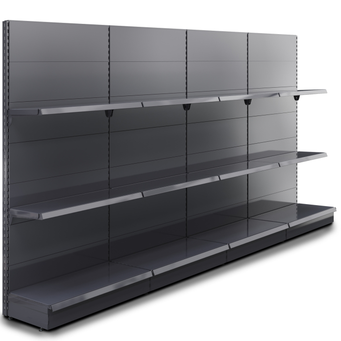 BROOKLYN | Estantería de pared Gondola | A400xA225cm | Incl. 2 estantes | Juego completo