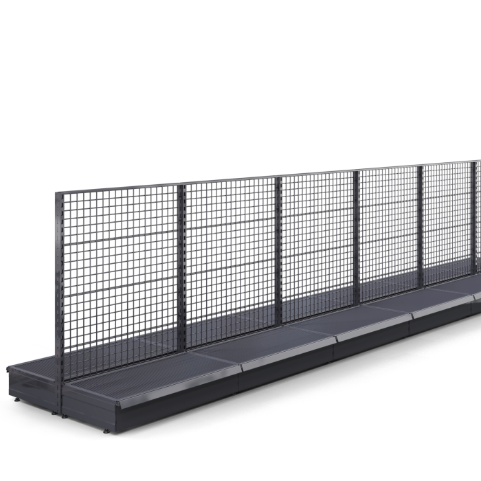 BROOKLYN | Étagère centrale grillagée | L1000xH135cm | Kit complet