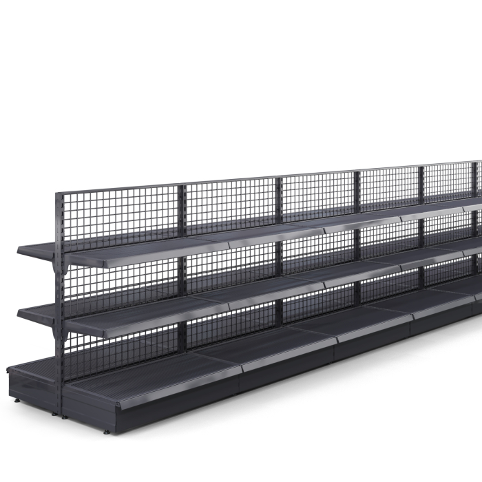 BROOKLYN | étagère centrale grillagée | L1400xH135cm |2 étagères incluses | Kit complet