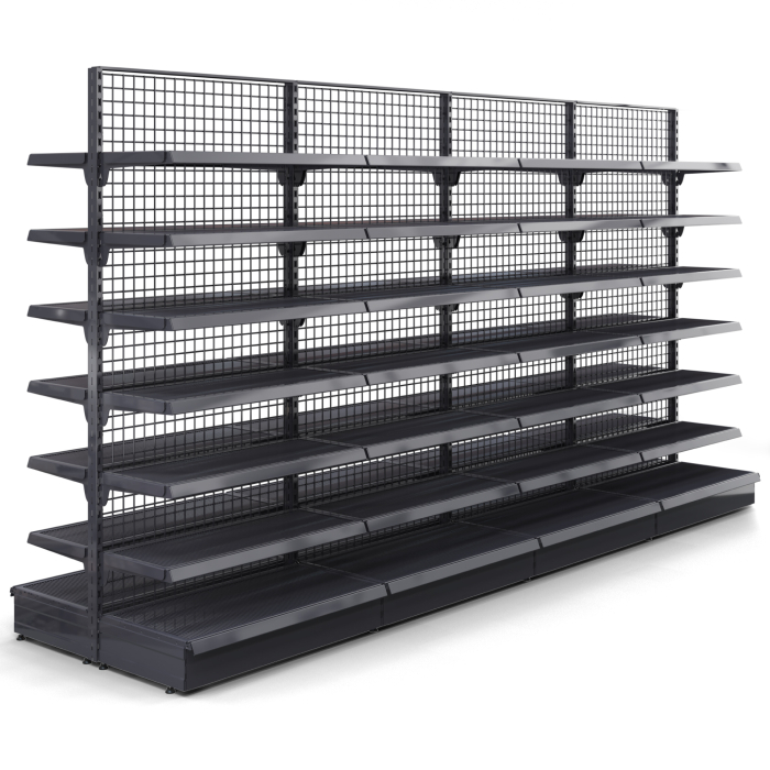 BROOKLYN | Étagère centrale grillagée | L400xH225cm | 6 étagères incluses | Kit complet