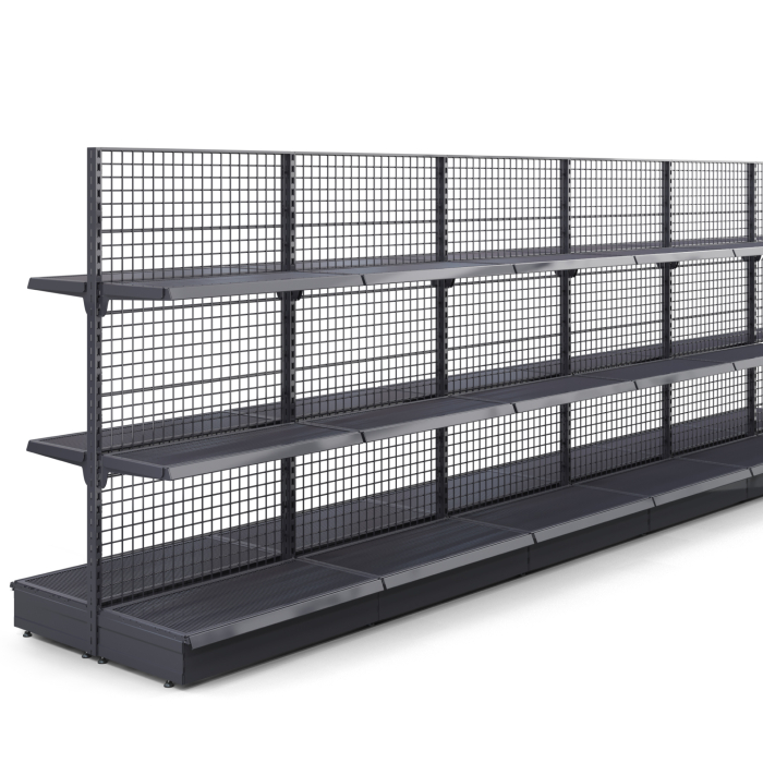 BROOKLYN | Étagère centrale grillagée | L600xH195cm | 2 étagères incluses | Kit complet