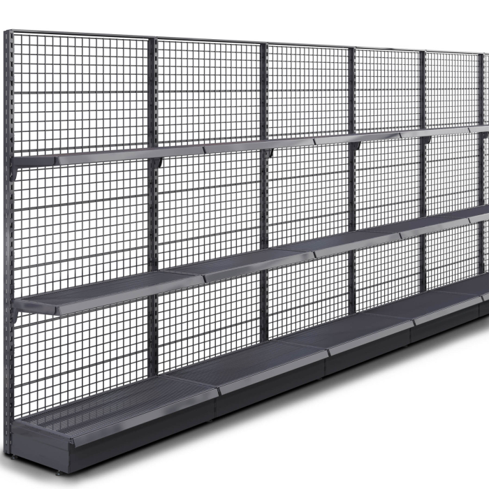 BROOKLYN | Etagère murale grillagée | L1800xH225cm | 2 étagères incluses | Kit complet