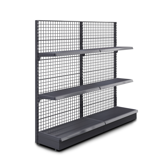 BROOKLYN | Etagère murale grillagée | L200xH195cm | 2 étagères incluses | Kit complet