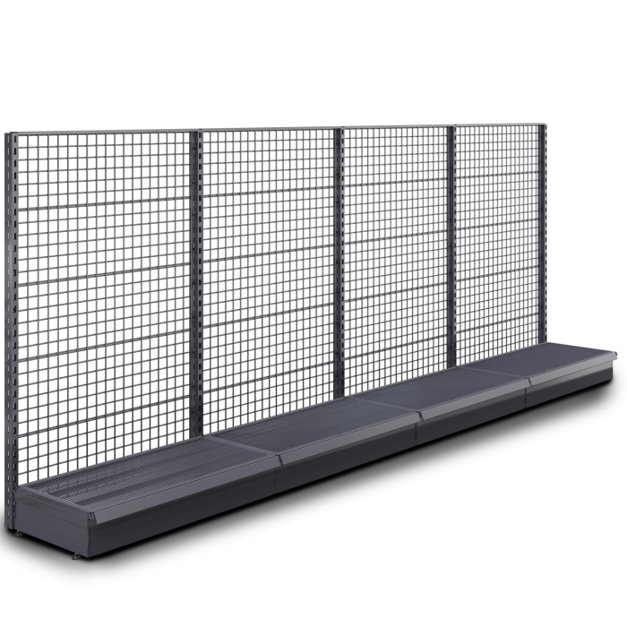 BROOKLYN | Etagère murale grillagée | L400xH165cm | Kit complet