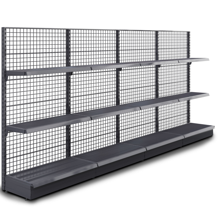 BROOKLYN | Etagère murale grillagée | L400xH195cm | 2 étagères incluses | Kit complet