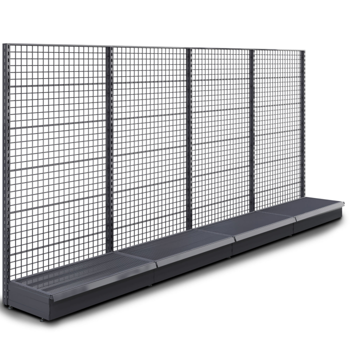 BROOKLYN | Etagère murale grillagée | L400xH195cm | Kit complet