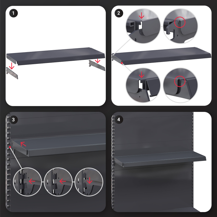 BROOKLYN | Gondel Mittelraumregal | B200xH165cm | Inkl. 8 Regalböden / M | Komplett Set BROOKLYN | Gondel Mittelraumregal | B200xH165cm | Inkl. 8 Regalböden / M | Komplett Set