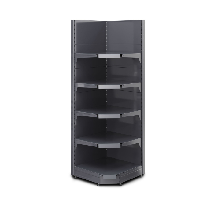 BROOKLYN | Gondola Corner Shelf | W75xH195cm | Incl. 4 Shelves | Complete Set