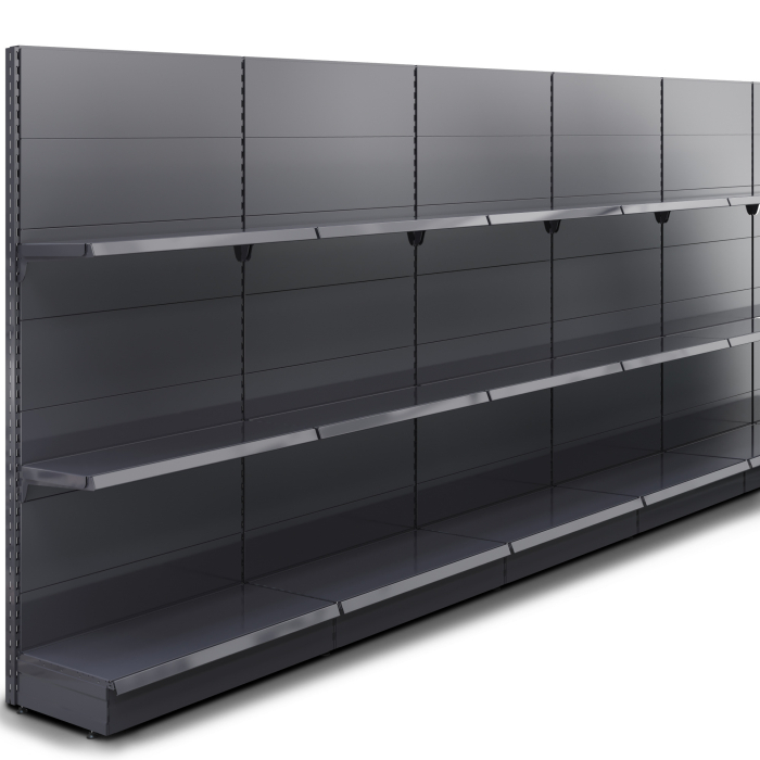 BROOKLYN | Góndola Estantería de Pared | W1400xH225cm | Incl. 2 Estantes | Juego Completo