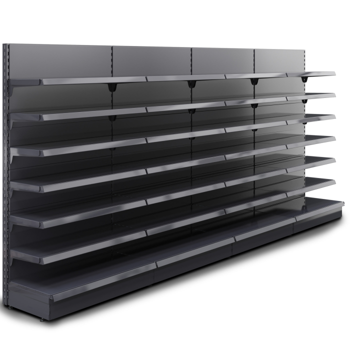 BROOKLYN | Gondola vägghylla | B400xH195cm | Inkl. 6 hyllplan | Komplett set