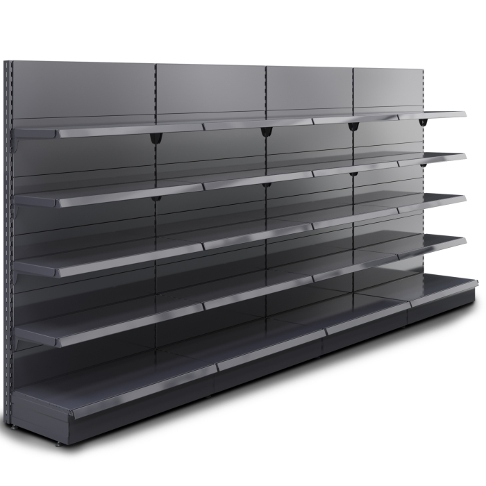 BROOKLYN | Gondola wall shelf | B400xH195cm | Incl. 4 shelf boards | Complete set