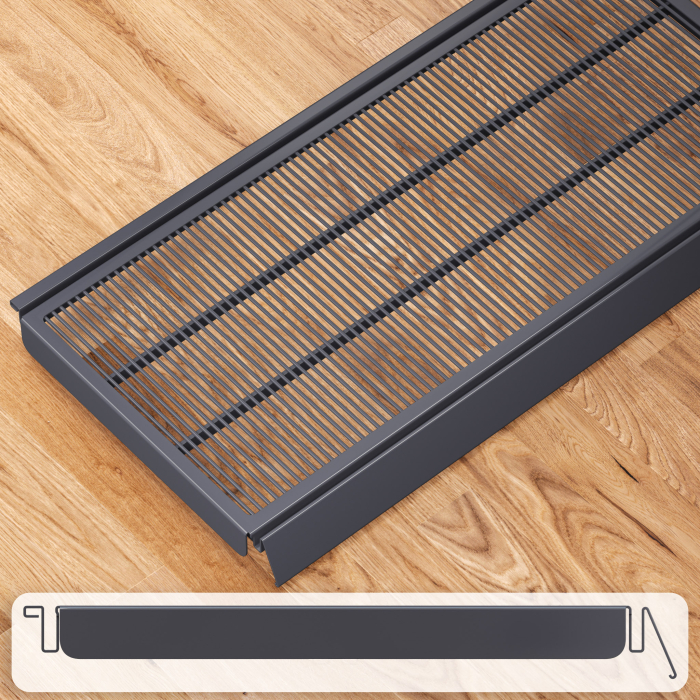 BROOKLYN | Mesh Shelf + Price Rail + 2x Shelf Supports | 37x100cm | Anthracite | WRAHT