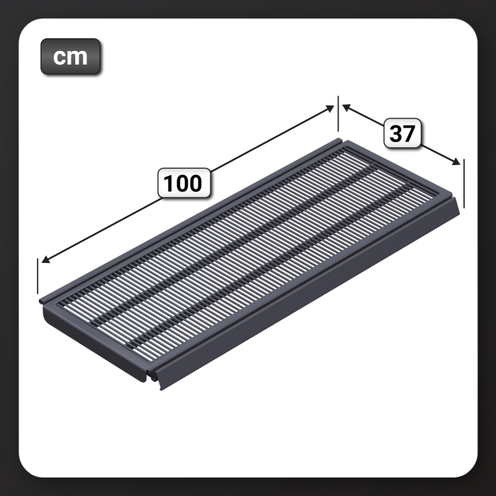 BROOKLYN | Mesh Shelf + Price Rail + 2x Shelf Supports | 37x100cm | Anthracite | WRAHT